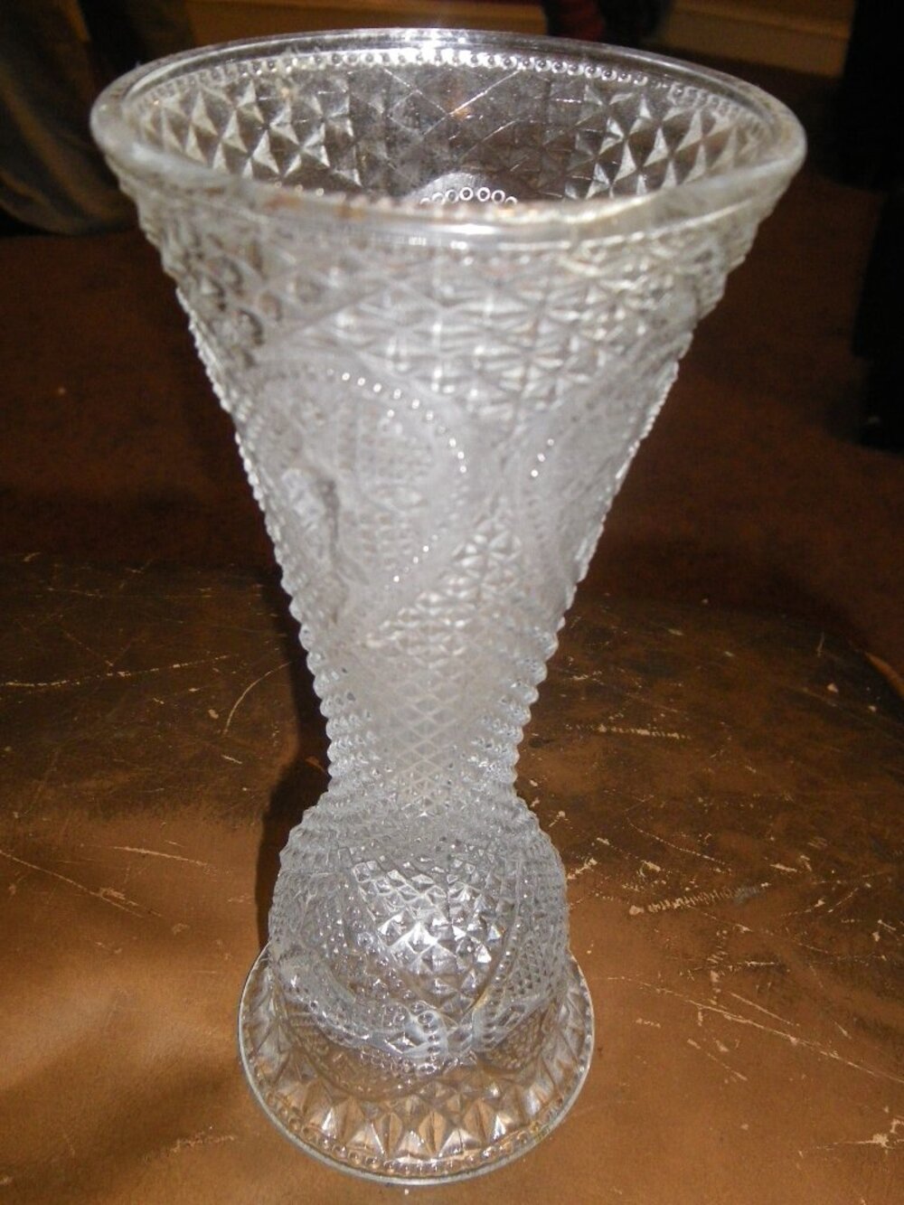 Vintage Ornate Glass Vase Heart Design